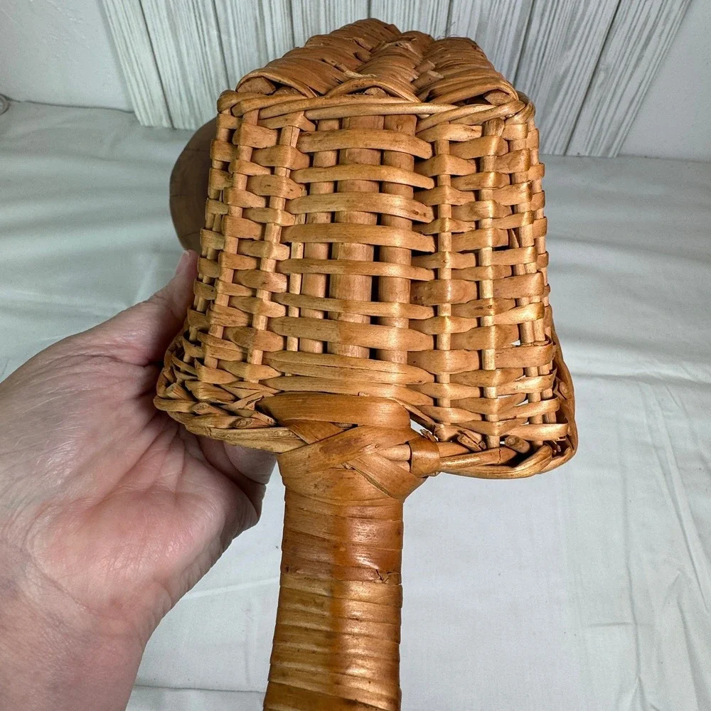 Vintage Long Handled Wicker Bread Basket